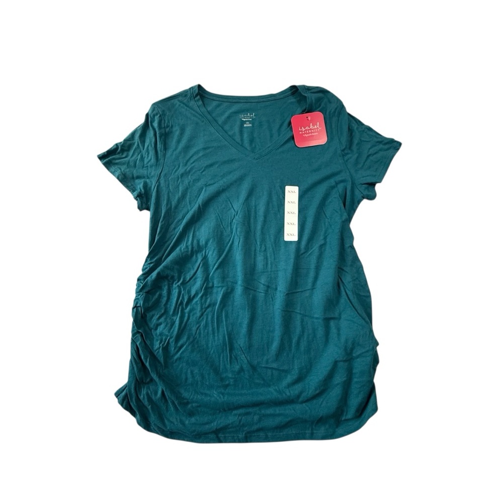 Isabel Maternity by Ingrid & Isabel V-Neck T-Shirt Teal XXL Maternity Top NWT